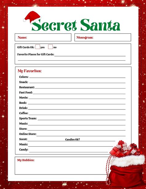 Secret Santa List Template Word